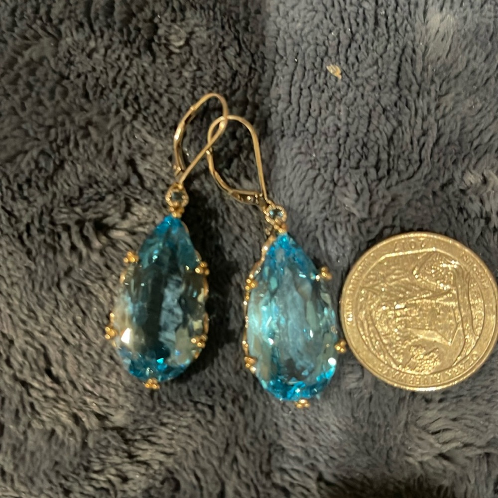 Beautiful Blue Topaz on sterling silver huge stones dangling